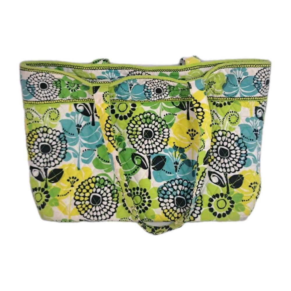 Vera Bradley Limes Up Large Tote Shoulder Bag 15x11x3 Magnetic Closure Pockets